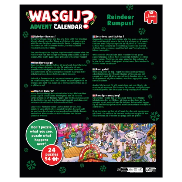 Пазл Jumbo Wasgij Christmas Advent Calendar - Reindeer Rumpus! 24x54 пазлів - Зображення 4